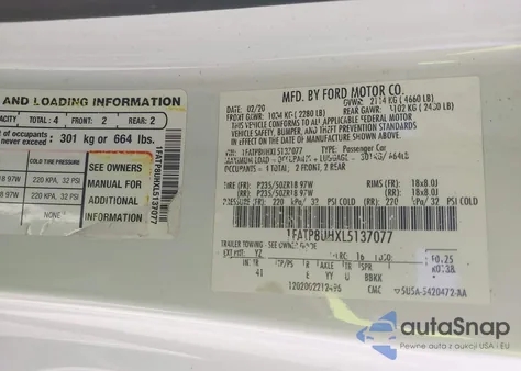 2020 Ford Mustang Ecoboost Premium из США, поврежденный, VIN 1FATP8UHXL5137077